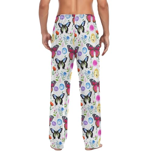 xigua Colorful Butterflies Mens Pajama Pants with Drawstring Pockets2