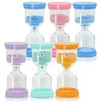 Jomdjmskes 6 Stück Sanduhren Set Für Kinder, 1/5/10/15/20/30 Minuten Sand Timer, Anti Fall Bunter Sanduhr, Zähneputzen, Zahnputzuhr, Zeitmanagement, Kreative Geschenke für Leben der Kinder, Lernen