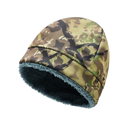 LOOGU Camo Beanie Hat for Hunting, Winter Skull Cap, Men’s Cuffed Beanie with Fleece One Size Spretta-mt With Pile Fleece