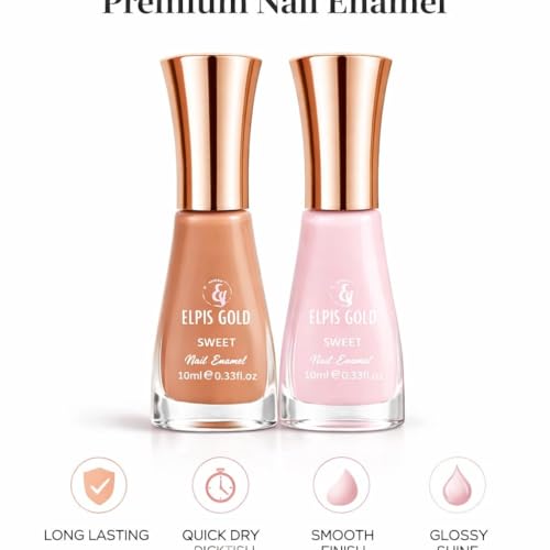 Image of Modena BeautyNail Paint Combo Pack of 2 | Quick Dry | Long Lasting | Glossy Finish (Brown Pink Combo)
