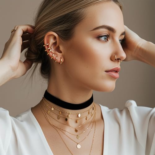 Yolev Samt Halsband Damen Schwarze, Verstellbar Choker Kette Damen, Gothic Halsband, Velvet Halskette Geschenk für Halloween, Geburtstag, Party, Cosplay (2 cm)