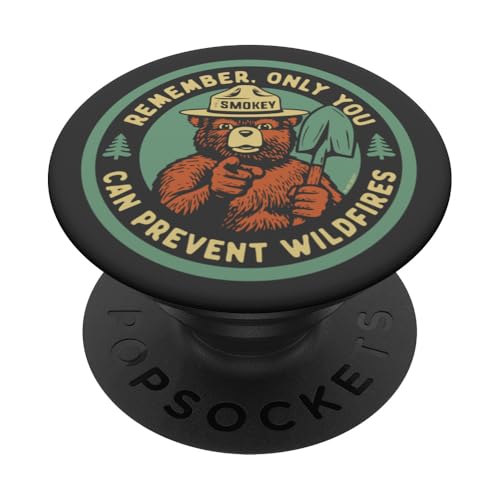 Remember Only You Can Prevent Wildfires Pointing Smokey Bear PopSockets PopGrip Adhesivo