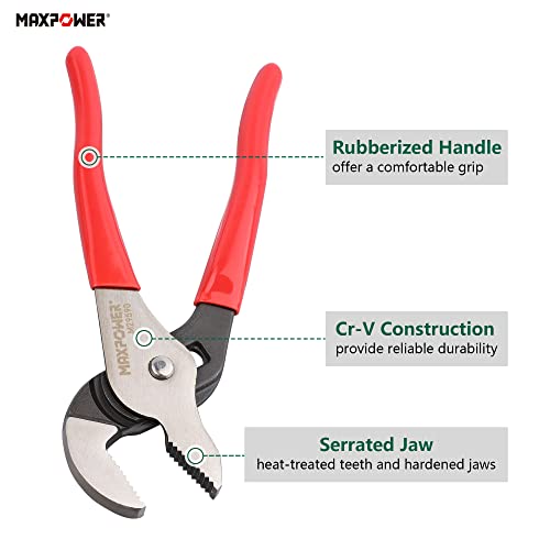 MAXPOWER Groove Joint Pliers Set, 8 inch and 12 inch Quick Adjustable V Jaw - image 5