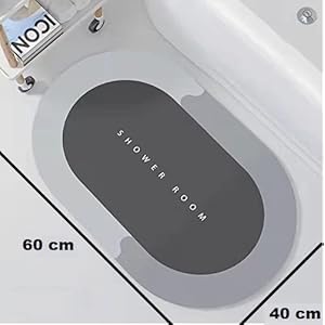 Sixty8 Soft Silicone Bathroom Mat Diatomite Door Mat Anti-Slip Bath Mat Quick Drying Absorbent Mat for Home and Kitchen (40 x 60 cm) - Color as per Availability (A)