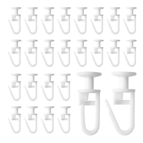 100 unidades de deslizadores de cortina, 11 mm, cabeza con ganchos para cortinas, rieles de cortina, rieles de cortina, color blanco