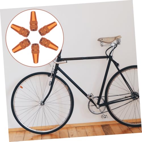 6 Pcs Tapones de Válvula Naranja para Bicicleta miniatura 4
