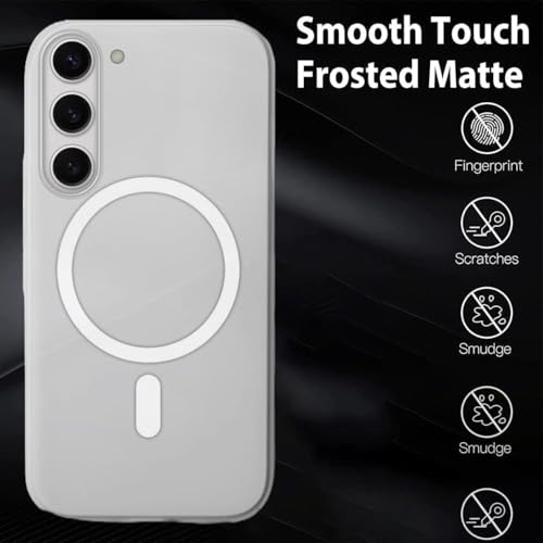 Image of Luxury Paper Thin Case Cover for Samsung Galaxy S23 5G | Matte Finish | Only Compatible with Wireless Magnetic Accessories | Compatible with magsafe | (White)