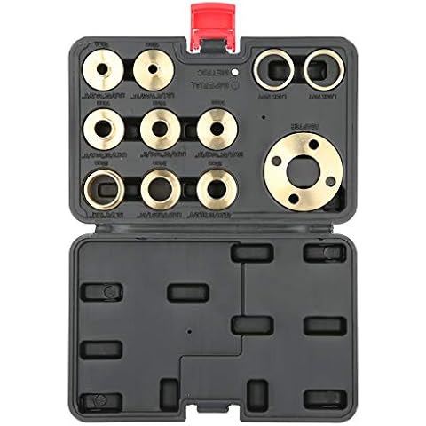 Ladieshow Router Guide Bush Set 11pcs/Set Brass Template Router Guides Kit with Lock Nut Adapter Router Accessory Cover