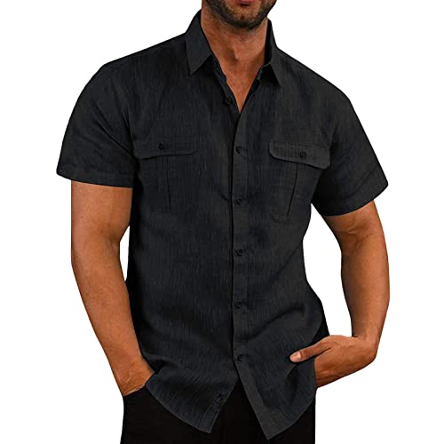 Hemd Herren Comfort Fit Kurzarmhemd Herren mit Einfarbig Kurzarm Freizeit Shirt T-Shirt für Männer 2023 Trend Yk2 Sommer Serie Outdoor Mode Herrenhemd Kurzarm Freizeithemden