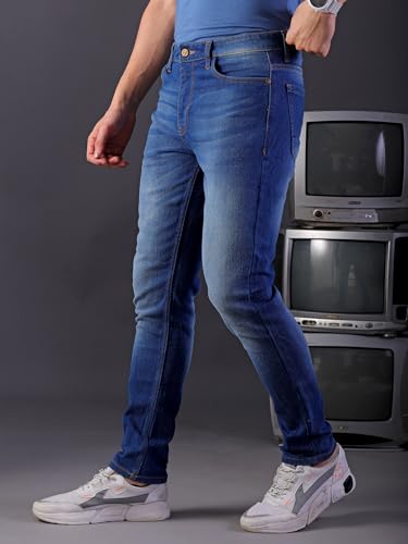 Image of The Indian Garage Co Men Slim Fit Solid Mid-Rise Stretchable Jeans