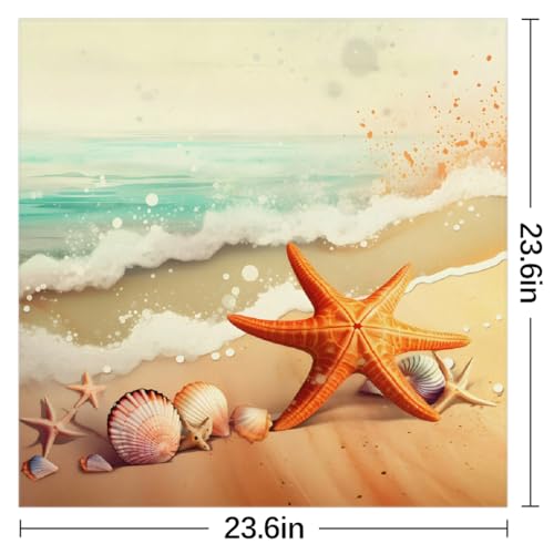 Square Head Scarf Wave Starfish Beach Bandana Silk Feel Like Hair Wrap Shawl Lightweight Scarves Fashion Accessories for Women Girls3