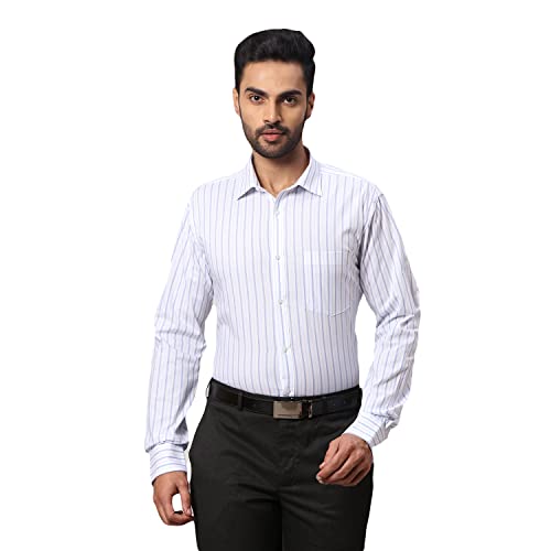 Image of Park Avenue Men's Pure Cotton Solid Pattern Slim Fit Semi Cutaway Collar Full Sleeve Formal Shirt