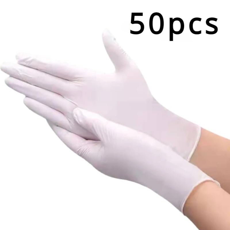 100/50/20 szt. Białe rękawiczki jednorazowe wodoodporne do pielęgnacji włosów, tatuaże, narzędzia mycia naczyń w domu(White-50pcs,XL)