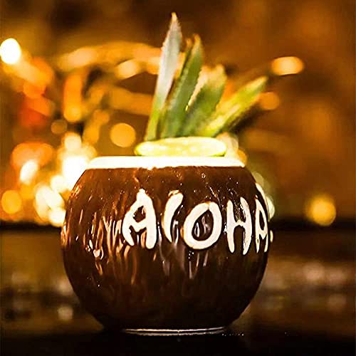 XJKJ Tiki-Becher, Cocktailbecher Keramik hawaiianische Partybecher exotische Cocktailgläser - Tiki-Bar professionelle Hawaii-Party-Barware (Kokosnuss-zi) Cover