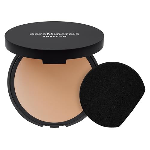 bareMinerals BAREPRO 24HR Skin-Perfecting Powder Foundation - Matte Pressed Powder Foundation Full Coverage with Plant-Based Squalene, Talc-Fee Pressed Powder Compact, Oil Control, Vegan