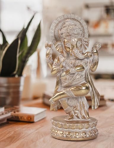 Estatua de Ganesha hindú de resina decorativa dorada miniatura 6