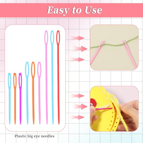 Image of 60 Pcs Plastic Sewing Needles Plastic Needles for Kids Large Eye Sewing Needles Yarn Needles Learning Needles for DIY Sewing Handmade Crafts, 2.7 /3.5 /5.9 Inch
