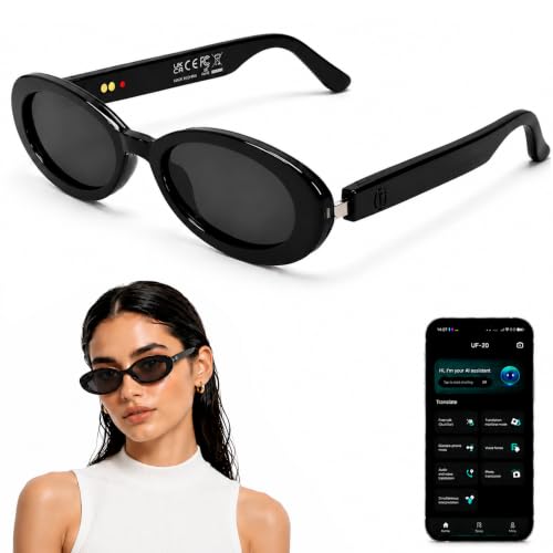 Image of AI Smart Glasses, Fashion Bluetooth Sunglasses Cat Eye Frame Thin Temples
