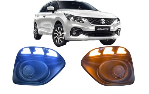 Image of DDA Enterprises DRL Front Bumper Lights with Yellow Turn Signal Light Day Running Light FOG Light DRL with INDICATOR for baleno 2022 and Above (set of 2PCS)