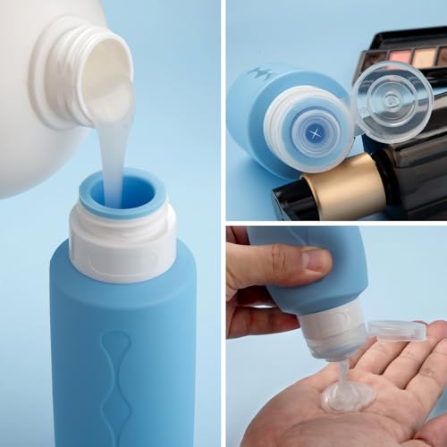 Image of Gemice Travel Bottles for Toiletries, Tsa Approved Travel 6oz Size Containers with Clear Bag, BPA Free Leak Proof Travel Tubs Refillable Liquid Travel Accessories for Cometic Shampoo Lotion