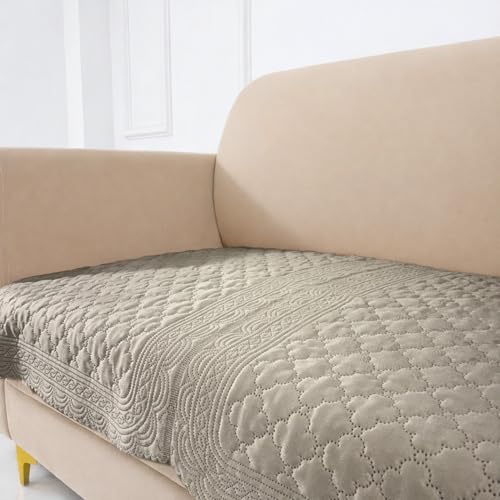 Image of Homerz Premium Petal Charm Sofa Cover | Embossed Floral Pattern | Soft Touch, Anti-Dust & Easy Wash Fabric Cloth, Washable and Durable (Beige, 2 Seater, Only Seat Cover)