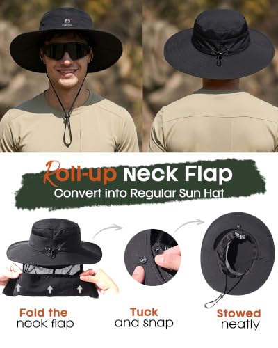 Image of FURTALK Sun Hats for Men Women Fishing Hat with Neck Flap UPF Protection