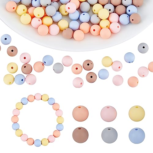 HOBBIESAY 12Pcs 9mm Silicone Beads Bulk 6 Colors Round Rubber Beads Silicone Loose Spacer Beads Silicone Focal Beads Craft Beads for DIY Crafts Bracelet Necklace Jewelry Keychain Making