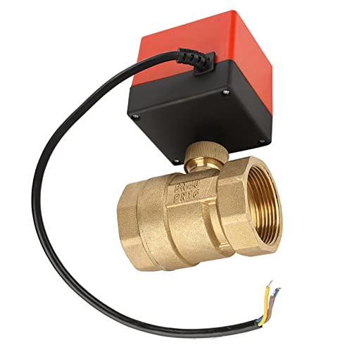 Haofy Válvula de Bola Motorizada de Latón Eléctrica Estructura de Precisión Confiable Cierre Hermético para Aire Acondicionado de Control de Agua DN40 G1-1/2' Fan Coil