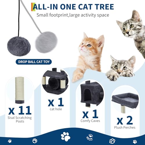 Árbol para gatos grande con rascadores y hamaca miniatura 3