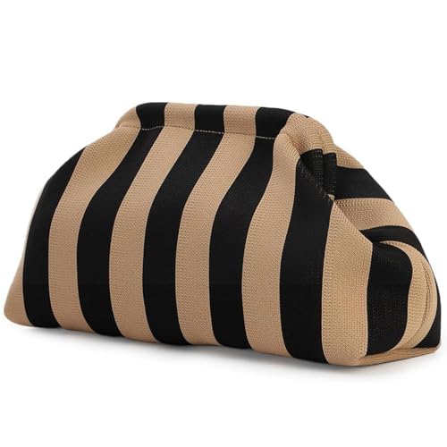 Imagen de Bolsos de mano de para mujer Bolsos de tejidos de embrague de playa de ganchillo Bolso de bola de masa de verano de bloques de color