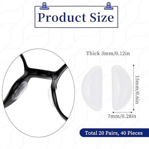 Hariendny 592743_1_5QD2FV3BS 20 Pairs Eyeglass Nose Pads Adhesive Glasses Nose Pads 3Mm Air Bag Eyeglass Nose Pads Silicone Eyeglass Nose Pads Nose Pads Anti Slip Soft Cushion Eyeglass Nose Pads For Eyeglasses Sunglasses thumb #1