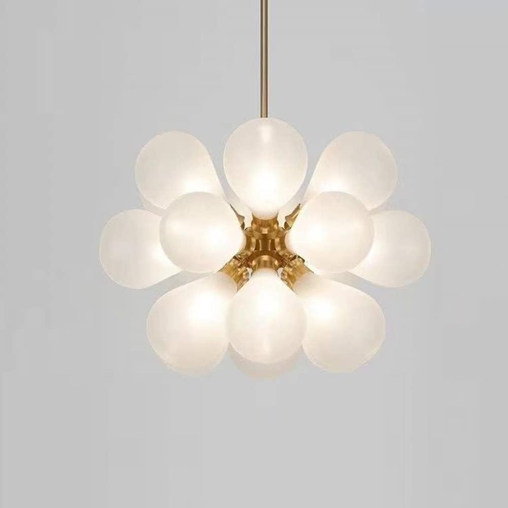 Modern Chandelier,18 Lights Buld Mid Century Milk Glass Globe Sputnik Pendant Lights Pink Bubble Chandelier Mount Ceiling Gold Blue Ball Hanging Pendant Light For Dining Room Kitchen ( Color : White )