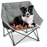 CroBlissful Heated Portable Dog Camping Chairs for Dogs, Foldable Dog Pet Cot for Outdoor with Seat Heating, Heated Folding Chair, Supports 200 Lbs, Power Bank Not Included(Classic,28 Inch)