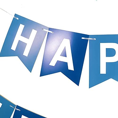 Happy Birthday Banner Men, Happy Birthday Banners with Blue Latex Balloons/Confetti Balloons, Blue Happy Birthday Bunting Banners for Girls Boys 1st 18th 21st 30th Any Ages Birthday Party Decorations