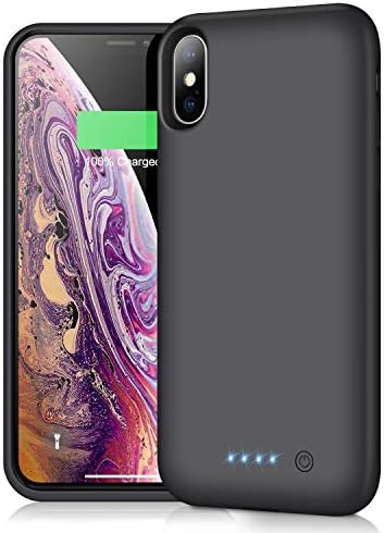 QTshine Battery Case for iPhone Xs Max, Upgraded [7800mAh] Protective Portable Charging Case Rechargeable Extended Battery Pack for Apple iPhone Xs Max(6.5inch) Backup Power Bank Cover - Black