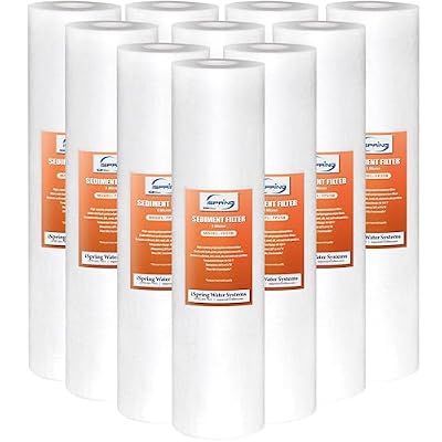 iSpring FP25BX10 20" x 4.5" 5-micron Universal Sediment Filter Cartridges, Multi-layer Gradient Design (10 Pack),white