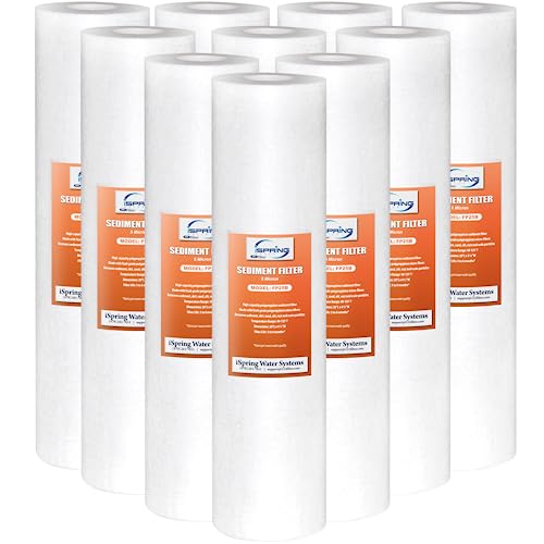 Image of iSpring FP25BX10 20 inch x 4.5 inch 5-micron Universal Sediment Filter Cartridges, Multi-Layer Design, Pack of 10