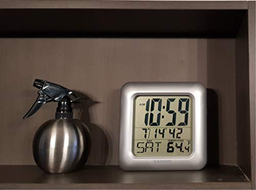 Kadams Bathroom Shower Digital Wall Clock - Water Resistant - Large Display Led Wall Clock - Seconds Counter - Temperature & Calendar Display - Suction Cup, Multiple Mounting Options (Silver) #TOP5