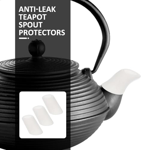 HOMSFOU 3 Stück Teekannen-Auslauf Aus Silikon Teekannen-Auslaufschutz Keramik-Wasserkocher Teekannen-Auslauf-Hülse Weiß Geschirr Edelstahl-Besatz Silikon-Topfdeckel