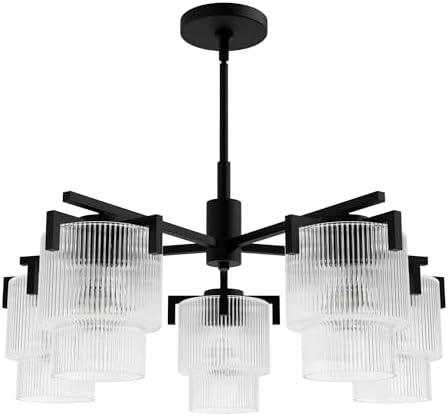 Hunter Ontario Jasmine Roth 5 Light Medium 27 Inch Chandelier Matte Black - Clear