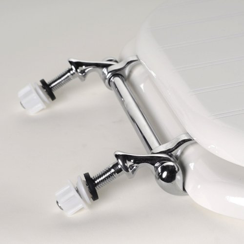 Comfort Seats C3B4R400Ch Deluxe Molded Wood Toilet Seat With Chrome Hinges, Round, White Bead Board #TOP2