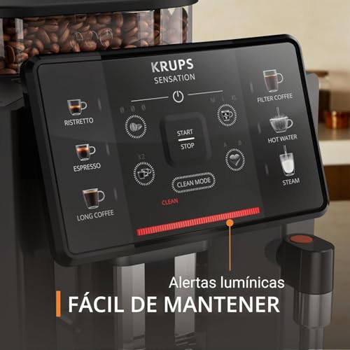 Krups Sensation C50, Cafetera superautomática, Potencia 1450W, Fácil uso, 5 tipos bebidas, Fácil mantenimiento, Alertas lumínicas, Cómoda limpieza, Ajustes personalizados, Boquilla vapor, EA9108 - imagen 5