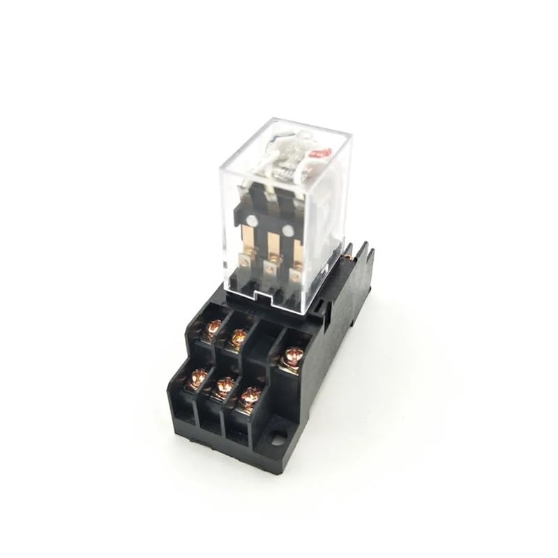 Relé electromagnético de Potencia CA 110 V, 3PDT, 3NO, 3NC, 11 Pines, LED Rojo, 5 Unidades con zócalo