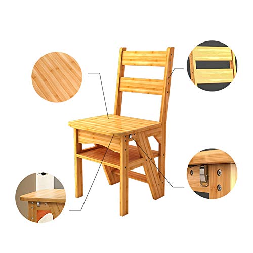 Taburete plegable de madera noble con 4 niveles de almacenamiento 5
