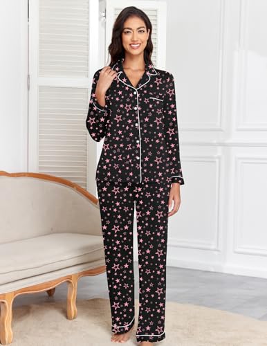 Image of Veseacky Women's Ribbed Knit Pajamas Set 2 Piece Warm Soft Loungewear Sleepwear Pjs S-XXL