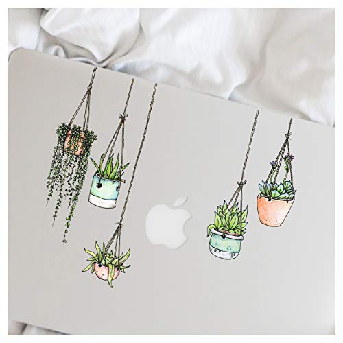 Autocollant Ordinateur Portable - 5 x Superbes illustrés Stickers Macbook Air Décoratifs au Motif Plantes Suspendues - Stickers Ordinateur Portable - Accessoire PC Portable