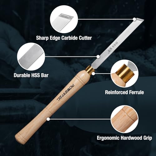 POWERTEC 8-Piece HSS Wood Lathe Chisel Set