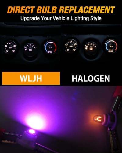 Image of WLJH Pink A /C Control Climate HVAC Panel Lights Dashboard Dash Heater Indicator Light Led Bulbs Replacement Kit For Camry Corolla Tacoma Matrix, Pack of 10 | 3030 SMD, 150lm, Dimmable, Corolla 2009-2013, Matrix 2009-2014, Twist-Lock Base, Direct Replacement, 10-Pack
