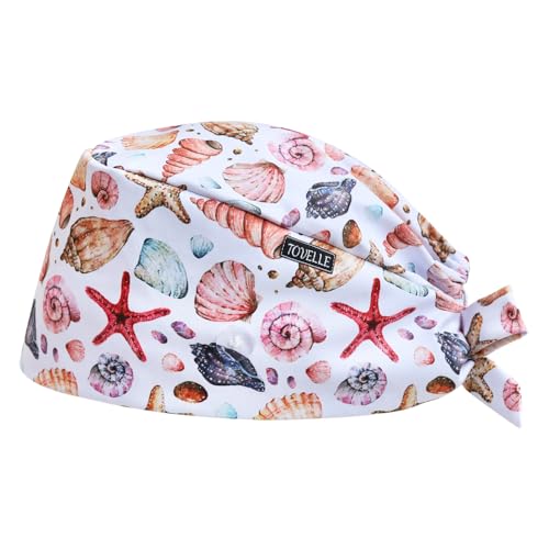 Image of Scrub Caps for Women with Buttons, Classic Surgical Caps | Double-Sided Printed, Adjustable,Long Hours, Sweatbands, Fabric Help Reduce Static Buildup