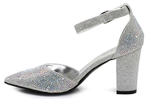 Enzo Romeo Ivka Women's Pointy Toe High Mid Chunky Block Heel Sexy Ankle Strap Sandals Ballerina Dress Pump Ballet Wedding Patent Harlow Pump Shoes3